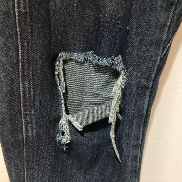 One Teaspoon Shabbies Dark Wash Distressed Drawstring Jeans Size Small - Picture 4 of 13